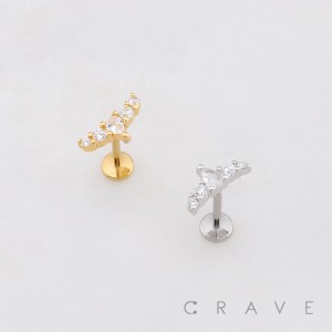 MULTI CZ DROP CROWN TIARA THREADLESS (PUSH IN) 316L SURGICAL STEEL LABRET SET